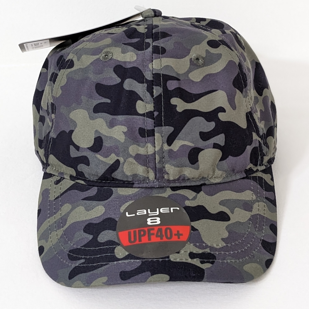 Layer 8 Boys Camo UPF 40+ Sun Protection Baseball Cap, New With Tag